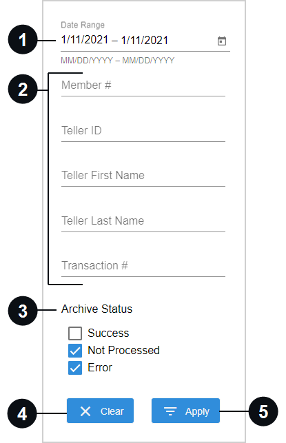 Archives Page Search Panel