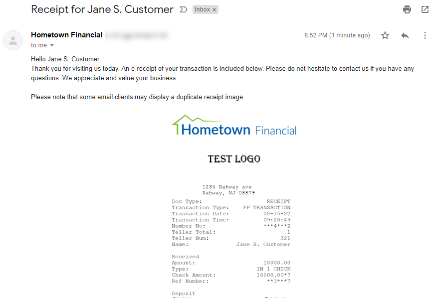 Sample Email Notification