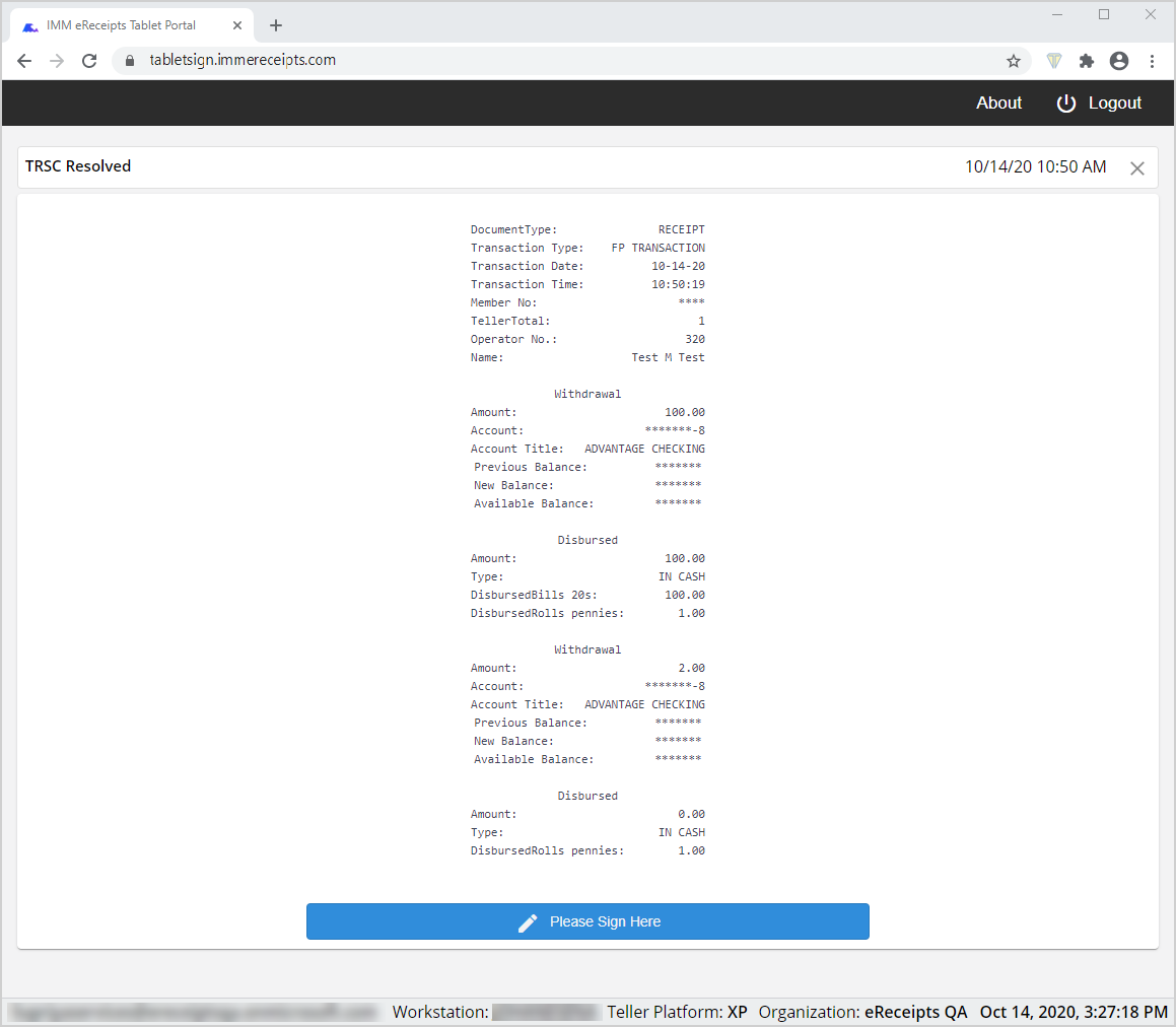 eReceipts Tablet Portal