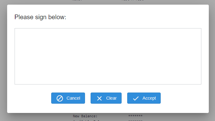 eReceipts Tablet Portal Please Sign Below Popup