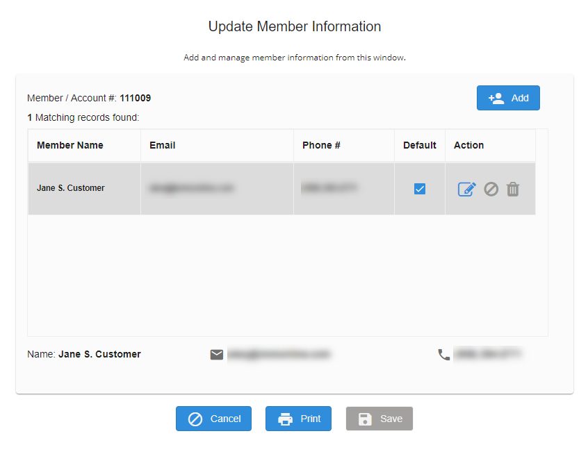 Update Member Information with a Record Found