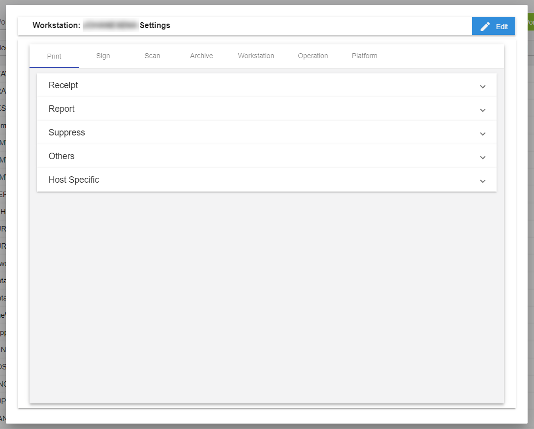 Workstation Settings for Admin