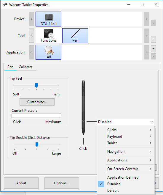 Wacom DTU-1141 Tablet Properties