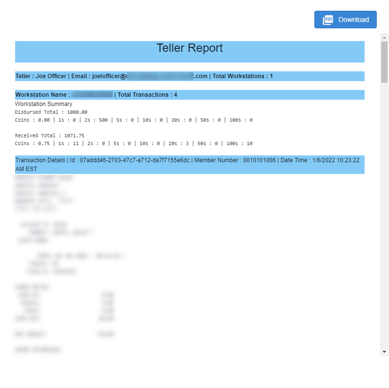 Teller Report